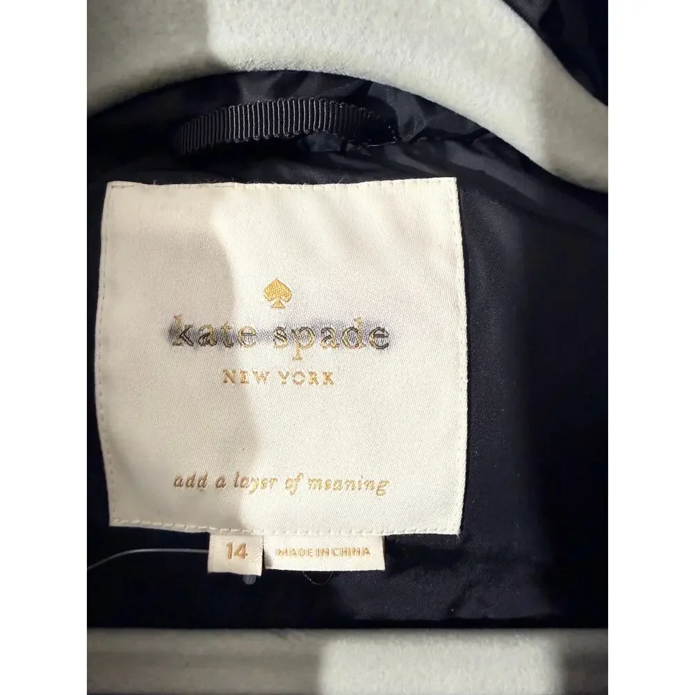 Kate Spade New York down puffer Jacket Size 14 NWOT Peplum Black Womens